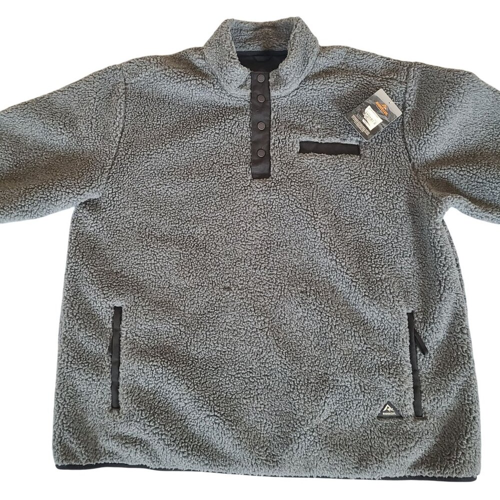 Ridgecut Toughwear Mens Sherpa Fleece Pullover 2XL Gray With Black Warm Workwear - Picture 2 of 12